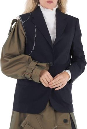 Kolor Ladies Navy Deconstructed Panelled Single-Breasted Blazer, Brand Size 2 (Medium)