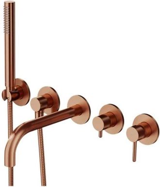 Omnires Omnires Y - Grifer&iacute;a De Ba&ntilde;era Empotrada, Instalaci&oacute;n De 5 Orificios, Con Cuerpo, Con Accesorios, Cobre Cepillado Y1237/1cpb