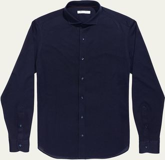 Loro Piana Mens Woven Cotton Oxford Sport Shirt