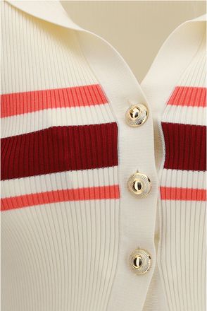 Self Portrait Womens Top Striped Viscose Cream Knitwear Sweater