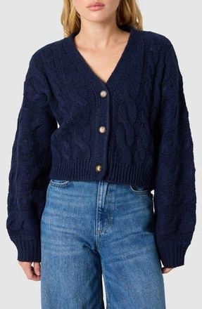 All in Favor Cable Stitch Cardigan in Navy at Nordstrom Rack, Size Small