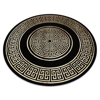 RugsX Rugsx - Alfombra Allure 1968 Circulo Chave Grega, Marco - Estructural, Elegante, Glamurosa Negro / Oro Black Circulo 200 Cm
