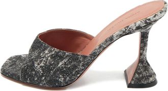 Amina Muaddi Sandali denim Iupita - Grigio