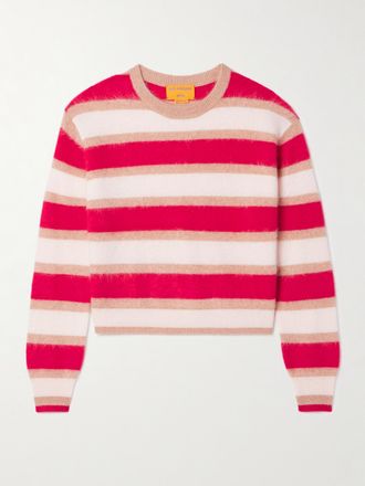 Guest In Residence Pullover In Cashmere Spazzolato A Righe - Rosso