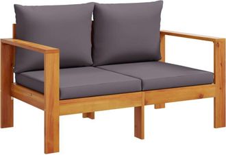 vidaXL Garden Sofa with Cushions 2-Seater Solid Wood Acacia Vidaxl