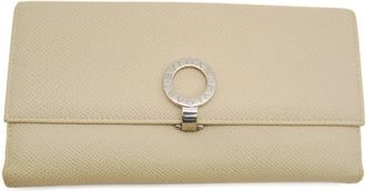 Bulgari Beige Leather Long Wallet (Bi-Fold) (Pre-Owned)