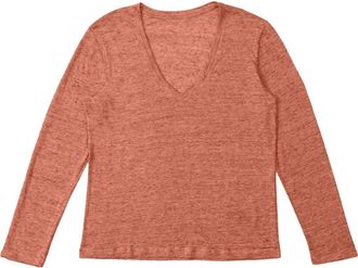 Fortela Long Sleeve Linen T-Shirt in Red at Nordstrom, Size X-Small Eu