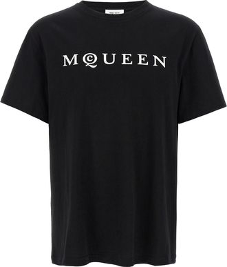 Alexander McQueen Flocked Mcqueen Mens T-Shirt