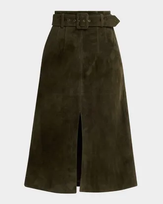 Veronica Beard Alexie Suede Midi Skirt