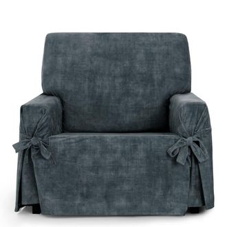 Eysa Funda sill&oacute;n antimanchas con lazos gris oscuro 80 - 120cm