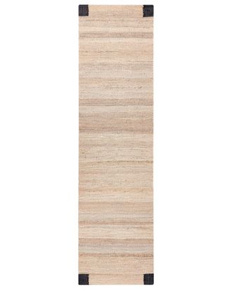 Beliani Tappeto In Juta Rettangolare 80 X 300 Cm Tessuto In Stile Rustico Soggiorno Camera Da Letto Beige E Nero Amravati
