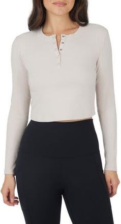 Yogalicious Valentina Heavenly Rib Henley in Mist Sand at Nordstrom Rack, Size X-Small