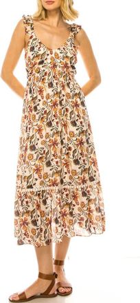 A Collective Story Ruffled Floral Midi Dress in Sheer Pink at Nordstrom, Size X-Large