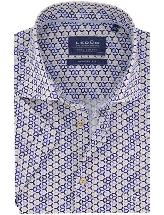 Led&ucirc;b Ledub modern fit overhemd blauw katoen patroon