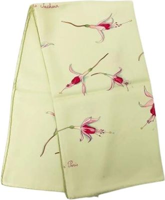 Herm&egrave;s Pre-owned Fl de Fuchsia Zijden Sjaal - Dames - Vintage Accessoires - Groen - ONE Size - Vintage