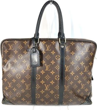 Louis Vuitton Black Brown Canvas Tote Bag (Pre-Owned)