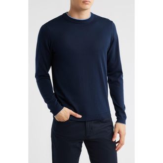 Jack Victor Drummond Tipped Combed Cotton Sweater in Midnight at Nordstrom Rack, Size Xx-Large