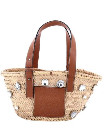 Loewe Basket Tote Crystal Embellished Raffia Small (Authentic Pre-Loved)