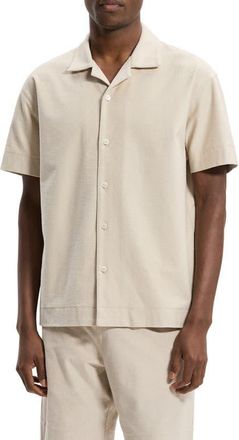 Theory Terry Cloth Camp Shirt in Warm Cloud at Nordstrom, Size Xx-Large