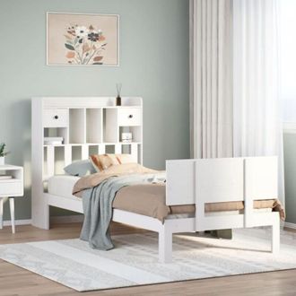 vidaXL Cama Con Estanter&iacute;a Sin Colch&oacute;n Madera Maciza De Pino 90x190 Cm Vidaxl