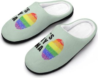 Generic Lgbt ItS My DNA Mens Slippers Slip On Comfortable Fleece Cotton House Shoes Winter
