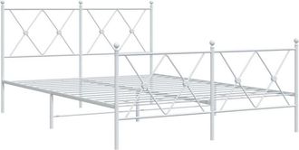 vidaXL Estructura Cama Sin Colch&oacute;n Con Estribo Metal Blanco 137x190 Cm Vidaxl
