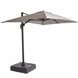 Oviala Parasol 2x3m taupe 360&deg; inclinable + base con ruedas