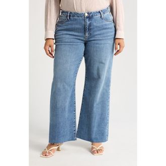Kut from the Kloth Meg Fab Ab Raw Hem High Waist Wide Leg Jeans in Optimism at Nordstrom Rack, Size 16W