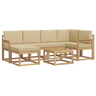 vidaXL Conjunto De Sof&aacute;s De Exterior Con Coj&iacute;n 7 Pcs Y Beige Vidaxl