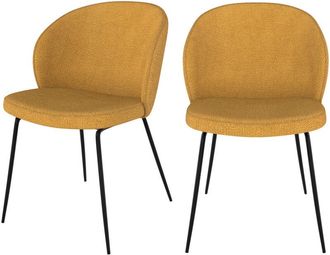 Rendez-Vous Déco Rendez-vous Déco - Set de 2 sillas amarillas en tejido bouclé con patas de metal - Groom