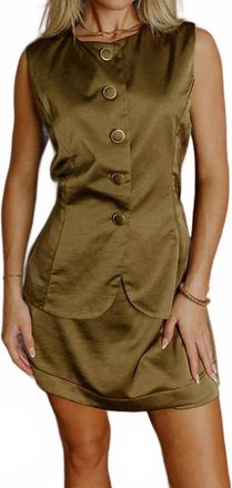 Glam Muse Silk Romper In Martini Olive