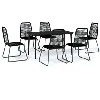 vidaXL Juego De Comedor Para Jard&iacute;n 7 Piezas Negro Vidaxl