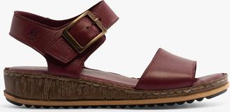 Hush Puppies Womens Hush Puppies ELLIE Womens Leather Wedge Sandals Bordeaux - Red - Size: 7