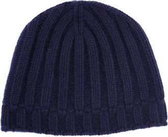 Drumohr Gebreide muts van pure kasjmier - Heren - Hoeden - Blauw - ONE Size - Kasjmier - Accessoires
