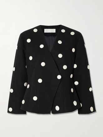 D'Estr&euml;e Paris Blazer In Faille Di Cotone A Pois Con Decorazioni Aloise - Nero