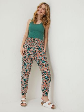 Fat Face FatFace Orange Shirred Cuffed Sketched Trousers