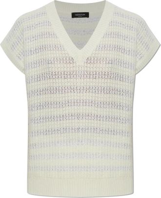 Fabiana Filippi Glanzende Pailletten Vest - Dames - Truien - Wit - Maat: 2XS Wol