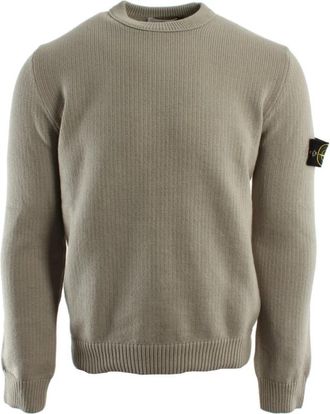 Stone Island Rondgebreide trui - Heren - Ronde hals truien - Beige - M - Katoen - Truien & Vesten