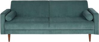 Maisons du monde Sof&aacute; cama de 3 plazas de terciopelo verde azulado