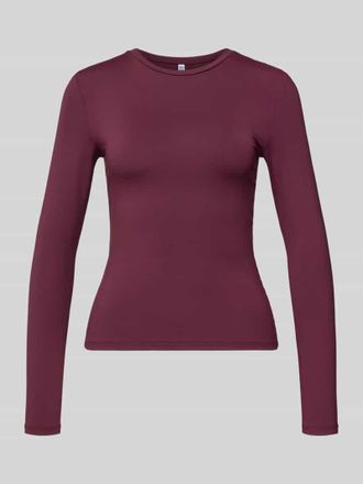 Pieces Slim Fit Langarmshirt mit Rundhalsausschnitt Modell LULA in Bordeaux, Gr&ouml;&szlig;e XL