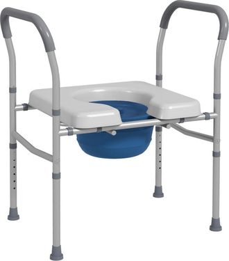 HOMCOM Homcom Silla Wc Personas Mayores 4 En 1 Silla Con Inodoro De Aluminio Con Altura Ajustable Y Almohadillas Antideslizantes Carga 136 Kg Gris