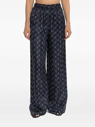 Tory Burch Jacquard Paisley Silk Trousers - Navy