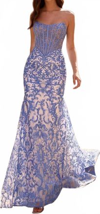 Sherri Hill Mermaid Prom Gown In Ivory/blue