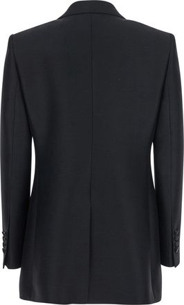 Dolce & Gabbana Womens Black Double-Breasted Wool And Silk Jacket Virgin Blazers