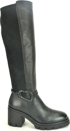 Hispanitas Zwarte laars met ritssluiting detail - Dames - Hoge Laarzen - Zwart - 40 EU - Schoenen