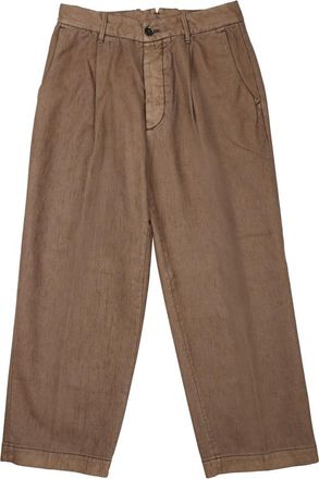 Nine In The Morning Neutrals Mid-Rise Pleated Cotton Wide-Leg Pants