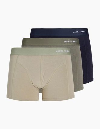 Jack & Jones Mens Jack & Jones JAC Gabriel Bamboo Trunks 3 pk Smokey/Olive/Seagrass - Tan - Size: 35/34/32