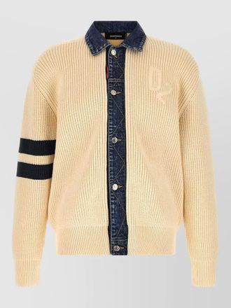 Dsquared2 denim mix d2 knit cardigan