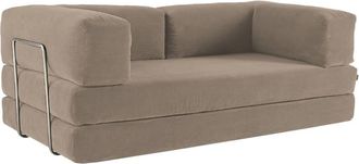 Sweeek Sof&aacute; cama con fut&oacute;n plegable en pana y estructura cromada, 3 plazas