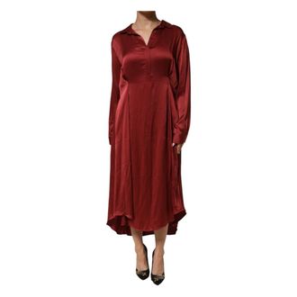 Fabiana Filippi Kleedjes, Dames, Bruin, L, Satijn, Bourgondische Satijnen Lange Jurk